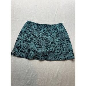 It Figures! Swim Skirt Womens Size 8 Black Green Floral Paisley‎ Summer Vacation